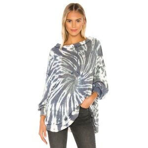 Free People Women's Best Catch Tie Dye Sweatshirt, Blue Combo, SZ Medium